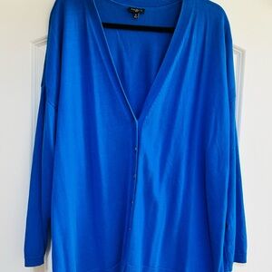 Talbots Royal Blue 3X V-Neck Button Front Cardigan Sweater Cotton Blend Classic